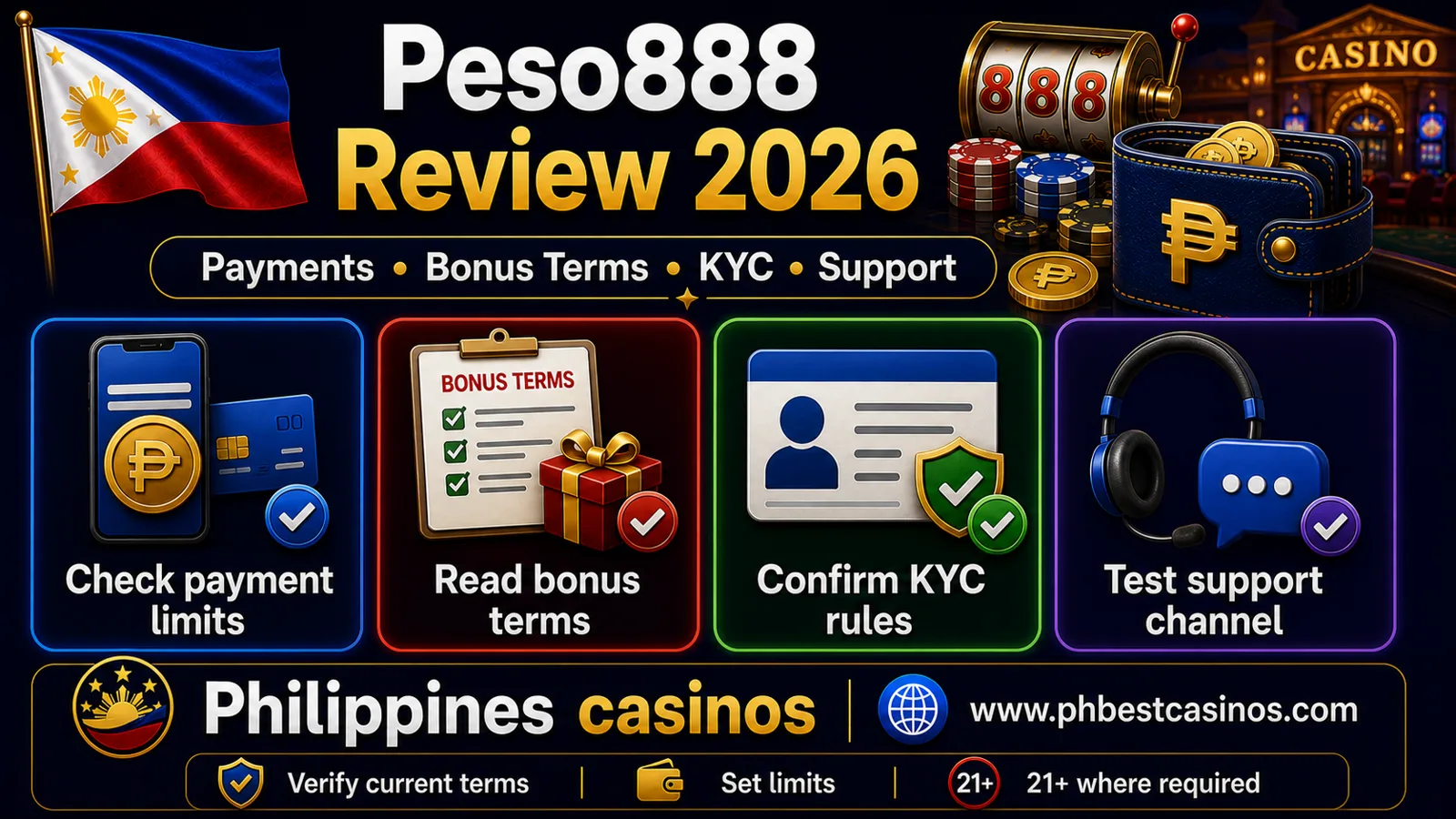 Peso888 Casino Philippines Review 2026: Payments, Bonuses, KYC and Safety Checks