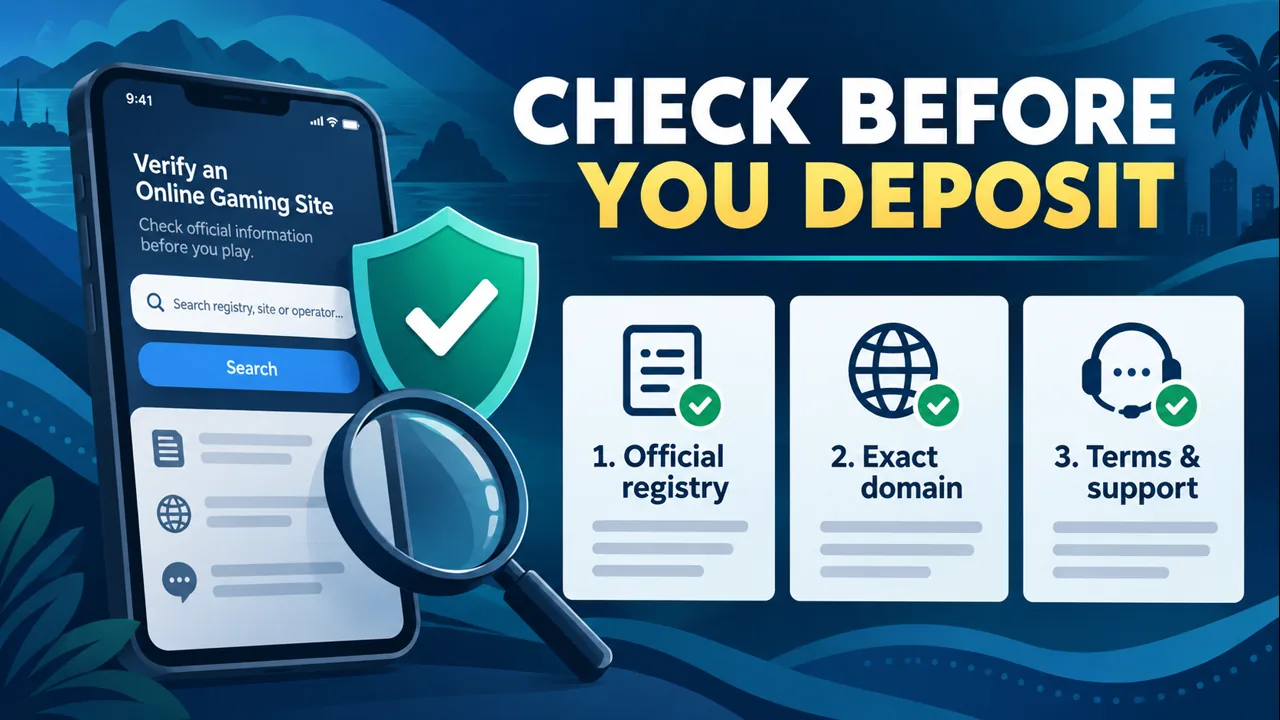 Checklist for checking an online gaming site before depositing